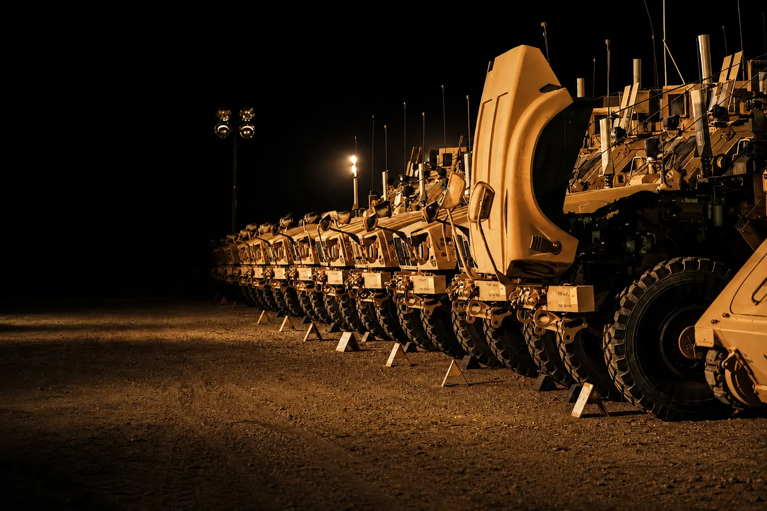 Military vehicle components prepared for sustainment and logistics